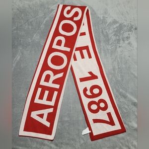 Aeropostale 1987 Graphic Red & White Unisex Scarf 78 x 9 Inch